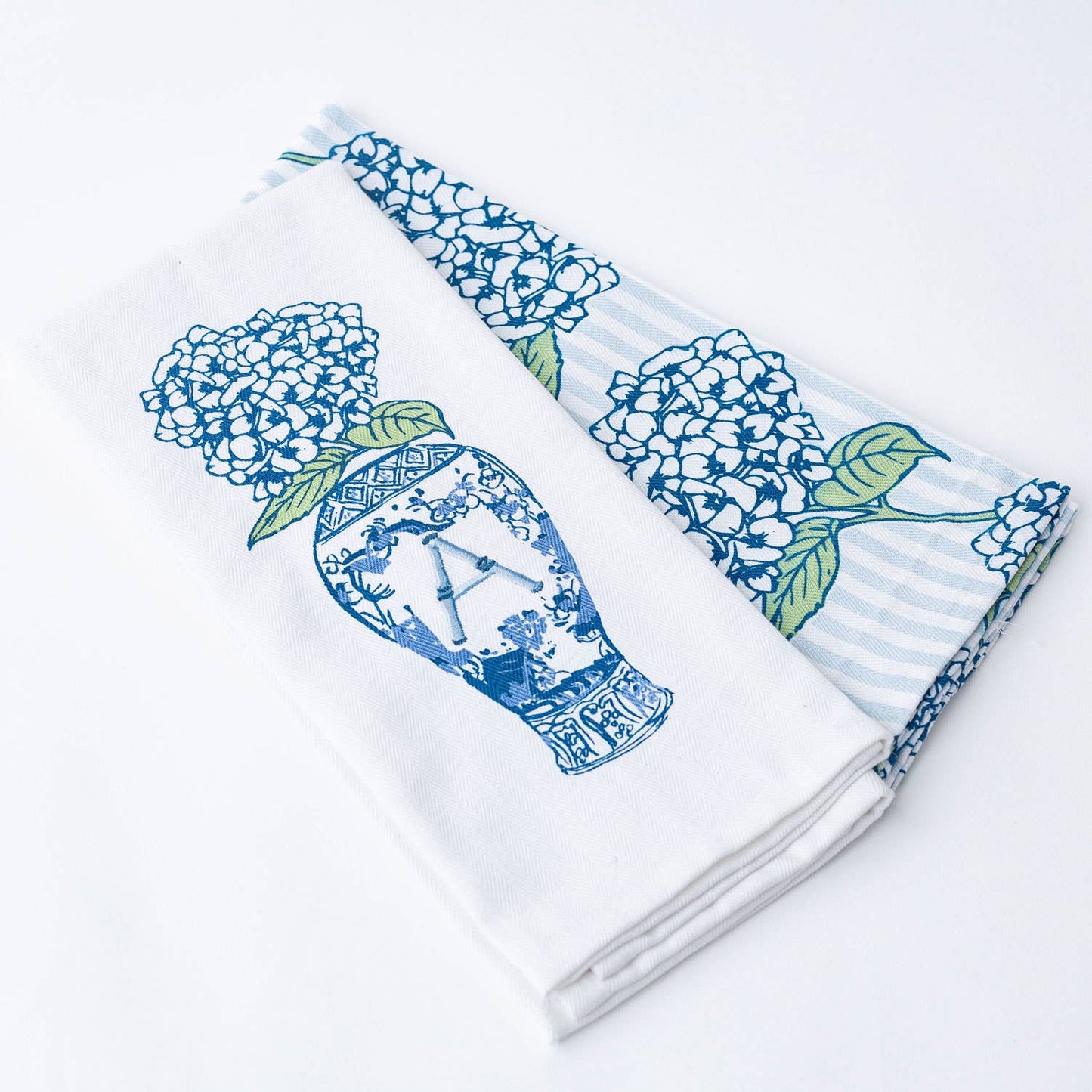 Hydrangea Initial Kitchen Towel Sets