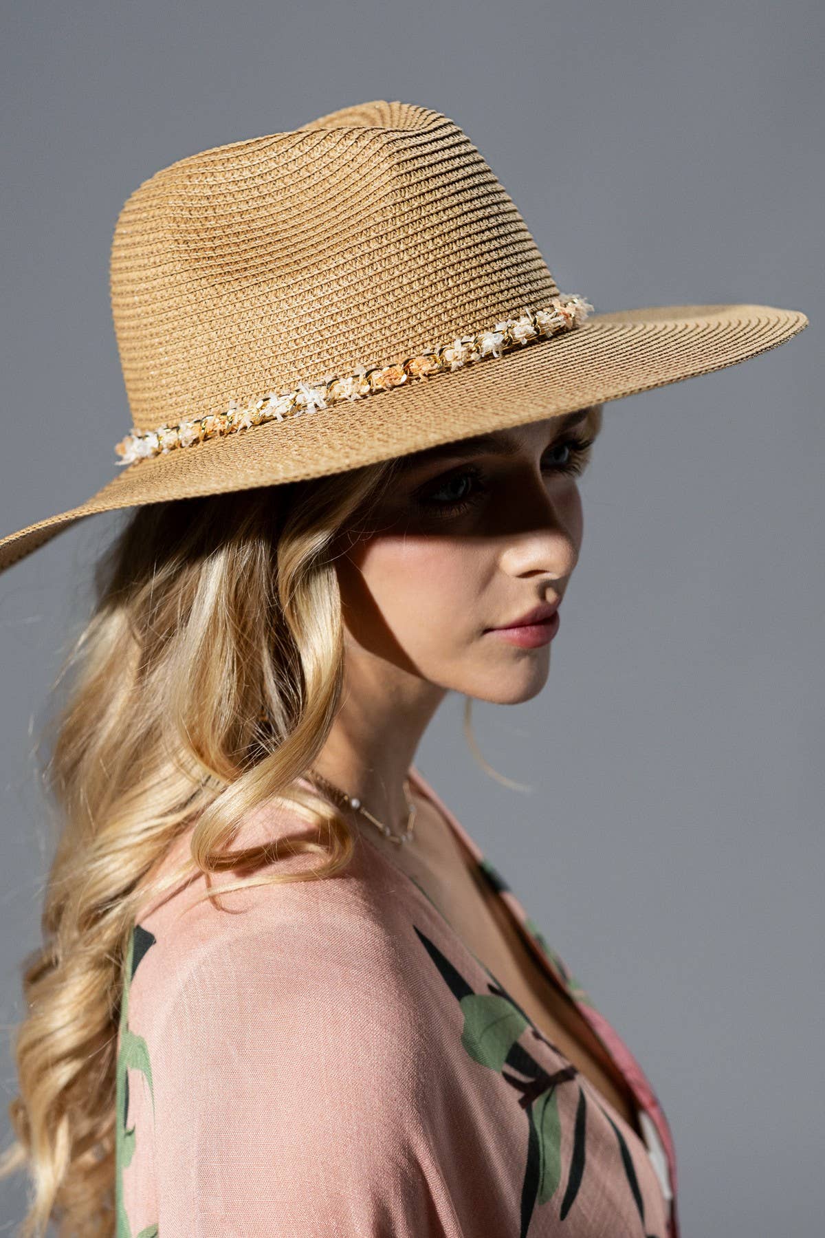 Confetti Braided Chain Band Straw Hat
