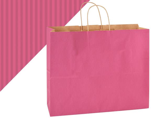 Recycled Shadow Stripe Kraft Paper Shopping Bags