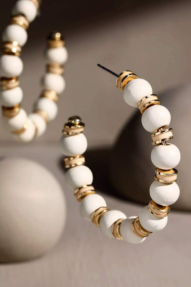 Colorful Ball Bead Hoop Earrings