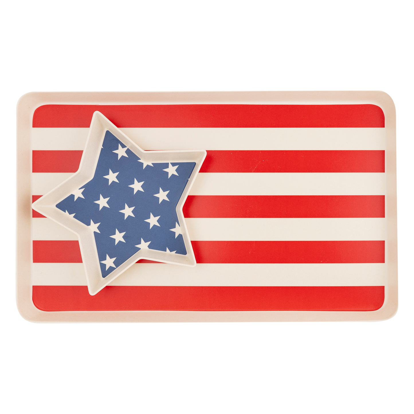SSP1031 - American Flag Stacked Reusable Bamboo Serving Tray Set