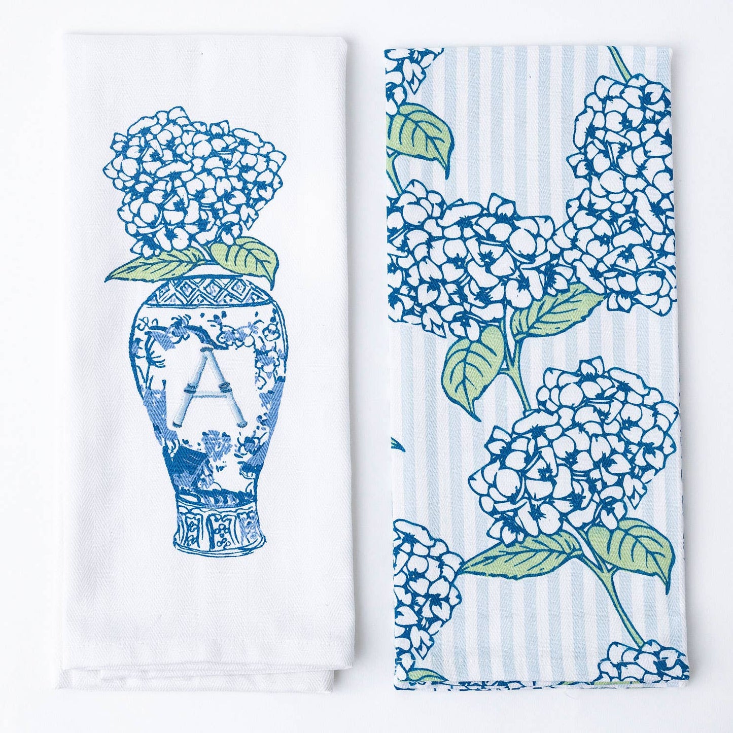 Hydrangea Initial Kitchen Towel Sets