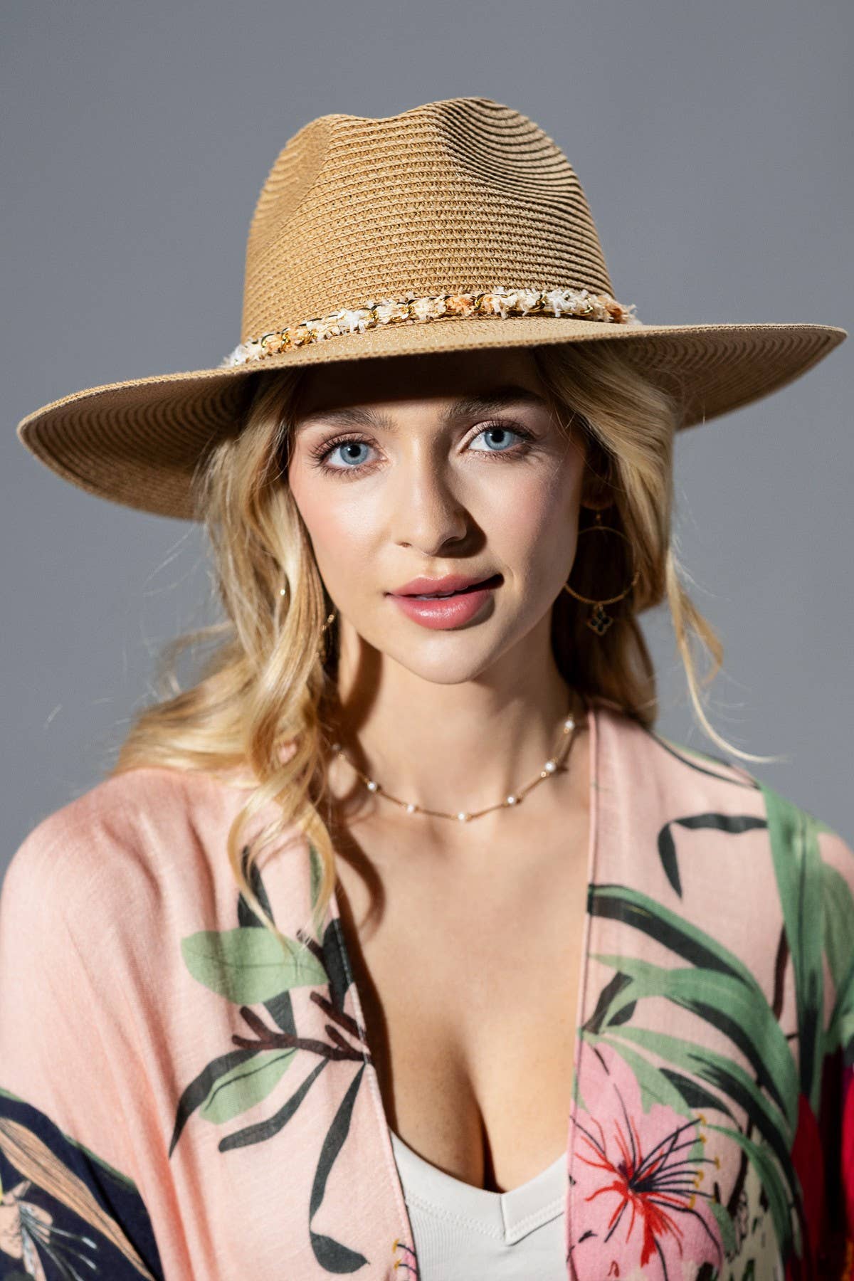Confetti Braided Chain Band Straw Hat