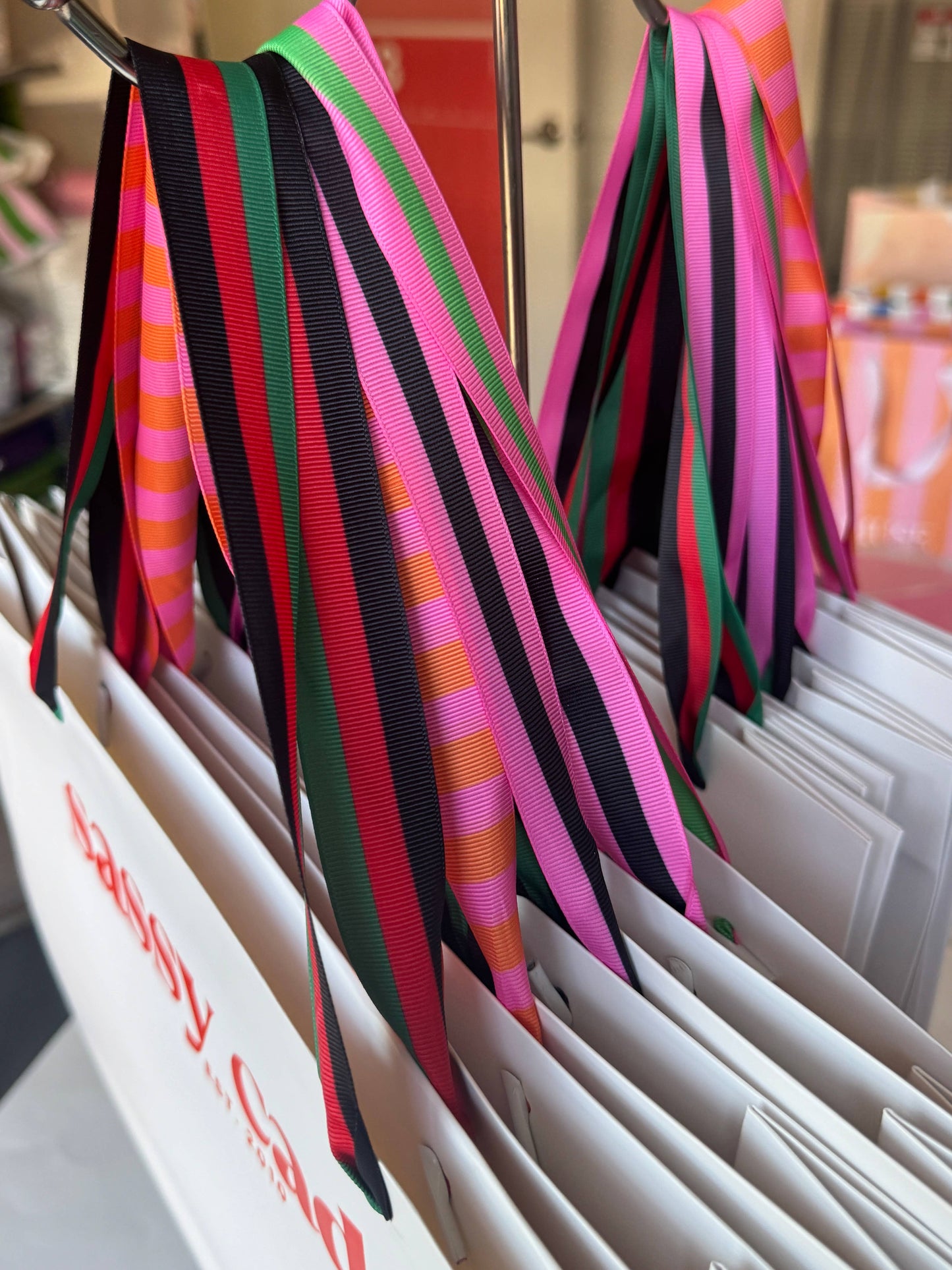 Paper Gift Bag | bought this on my way here | pink + orange