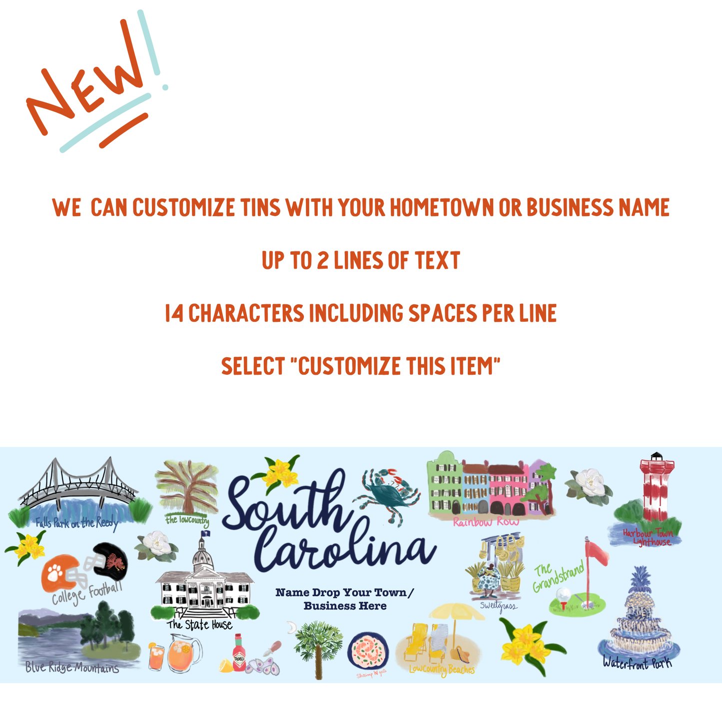 South Carolina Gift Tin | Gourmet Shortbread Cookies or Nuts