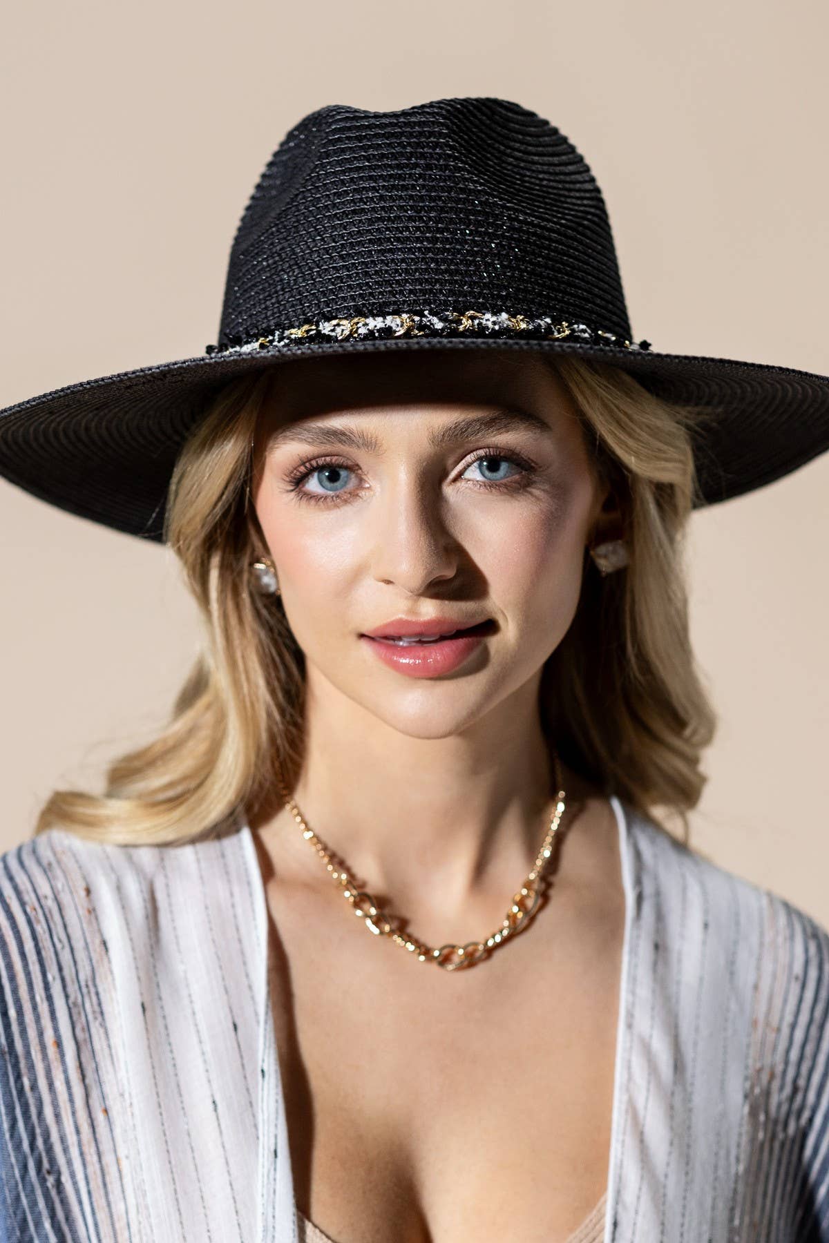 Confetti Braided Chain Band Straw Hat