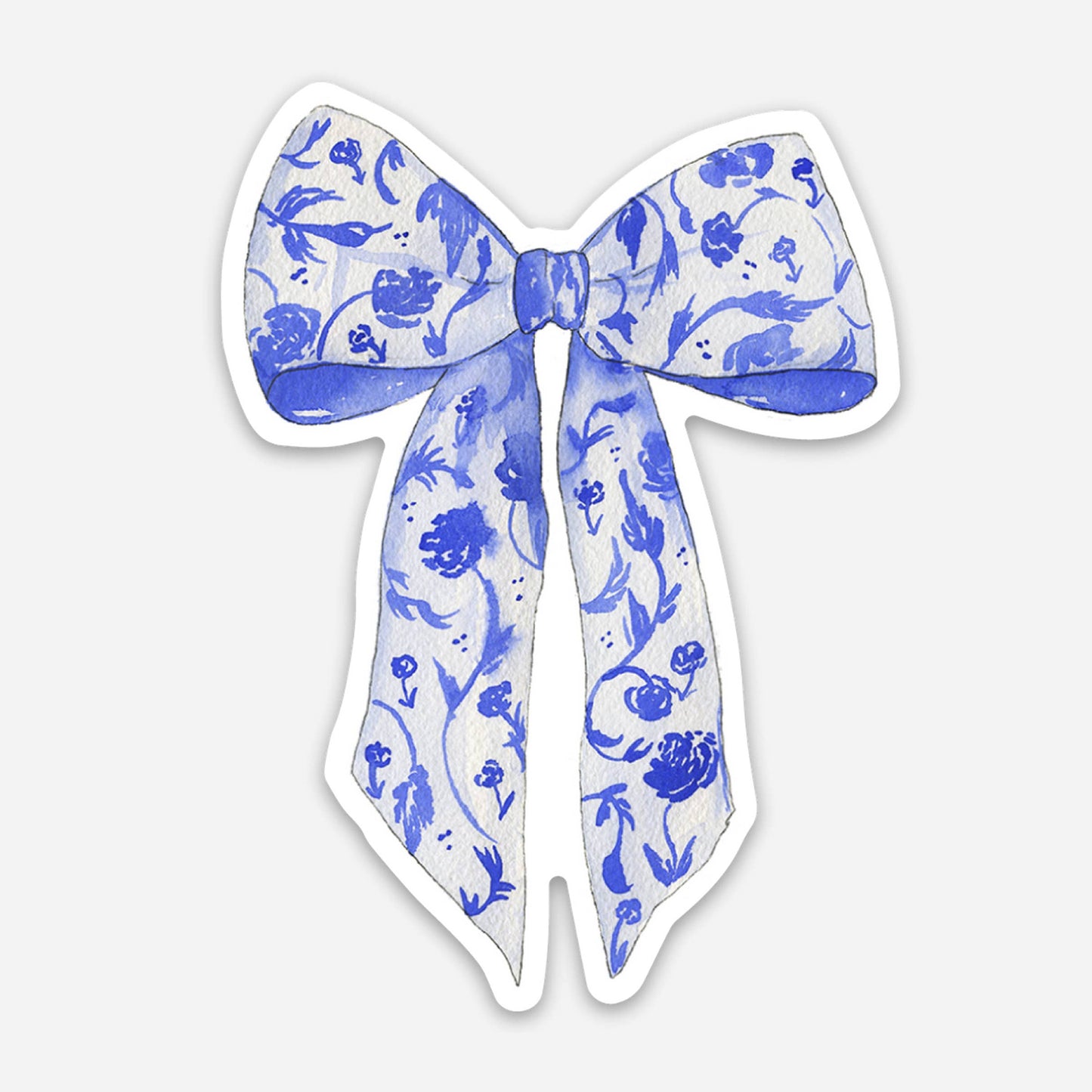 Blue Chinoiserie Bow Sticker - 2"x3" Coquette Bow