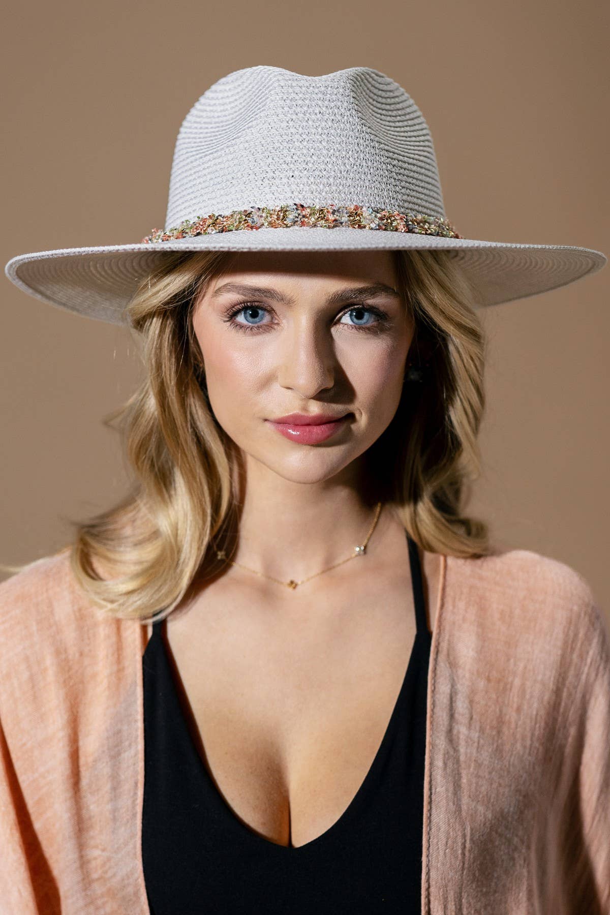 Confetti Braided Chain Band Straw Hat