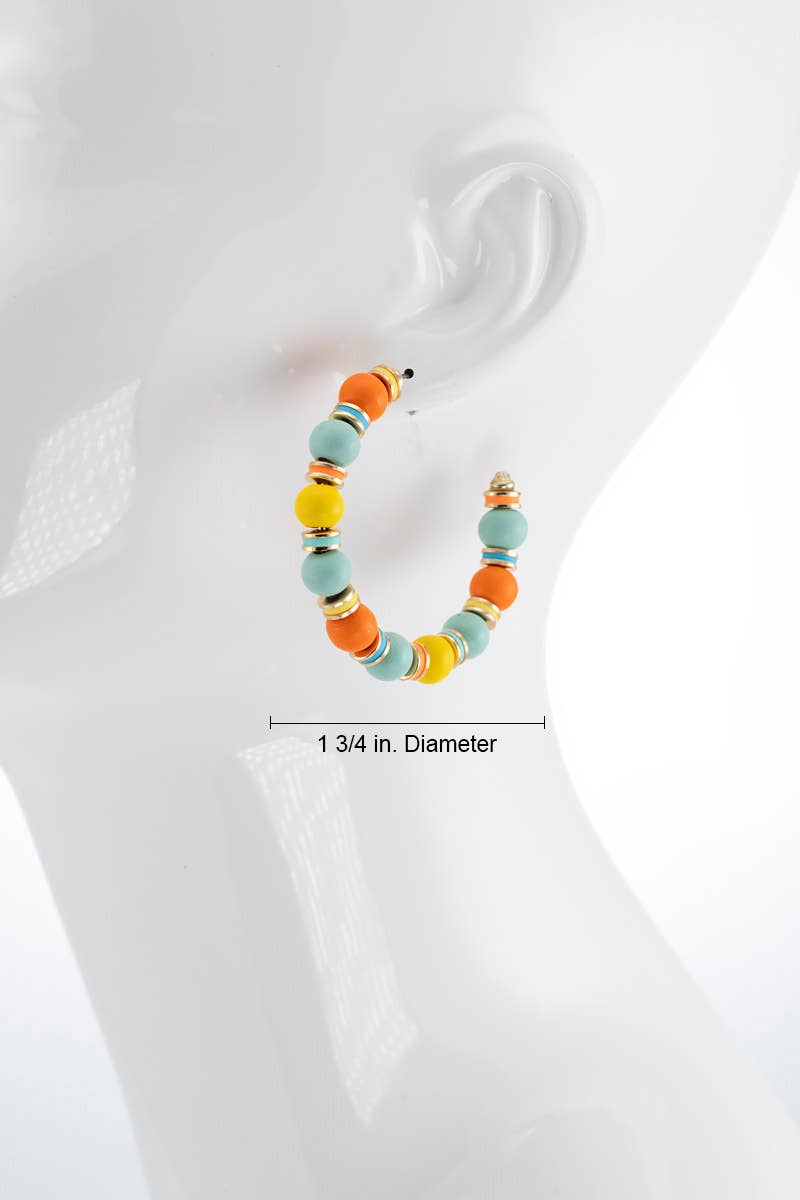 Colorful Ball Bead Hoop Earrings