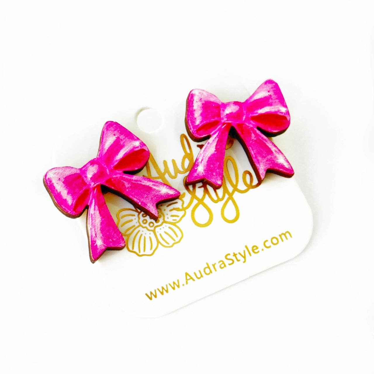 Pink Bow Stud Earrings