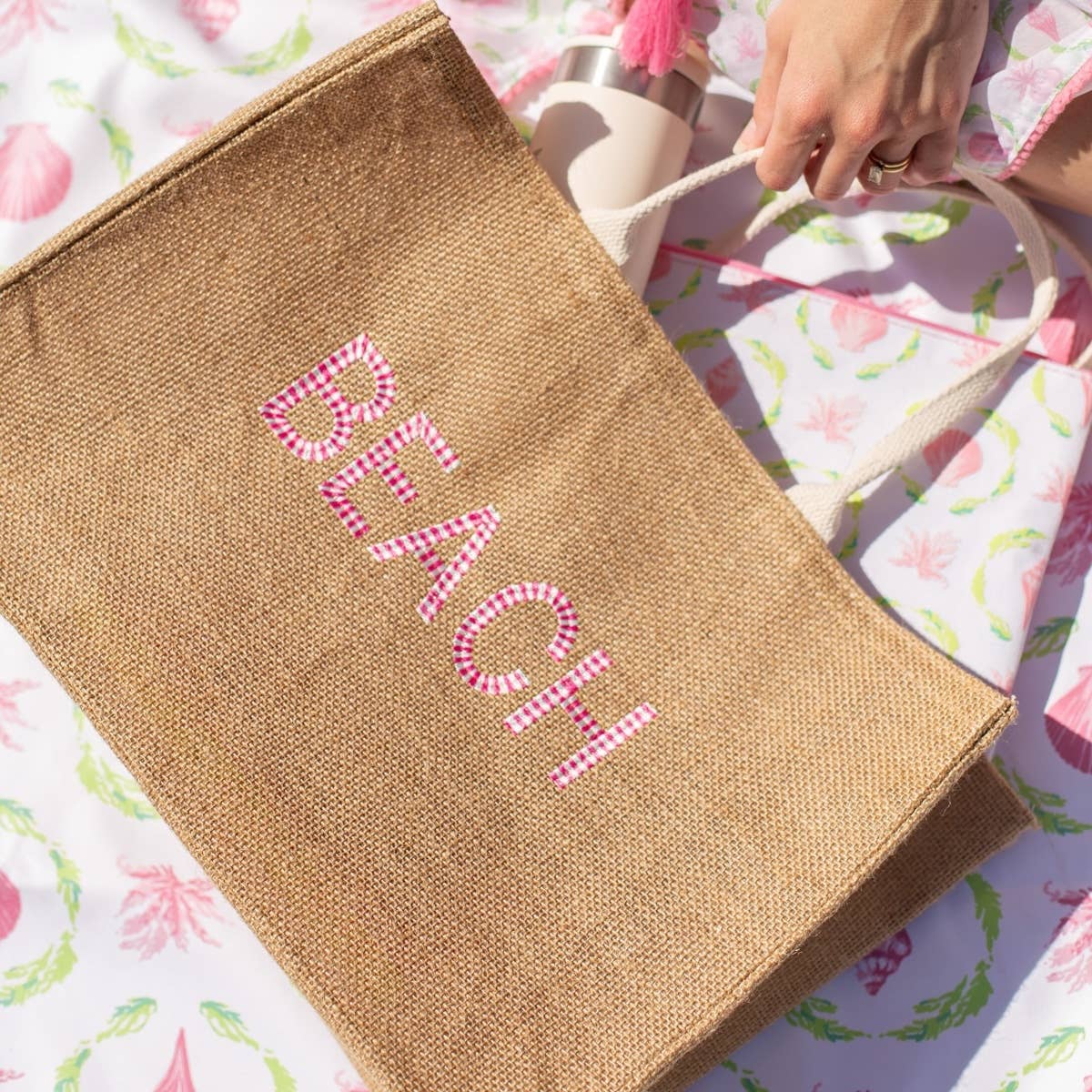 Brighton Terrace Beach Towel Pink Lilly/Lime 34x70