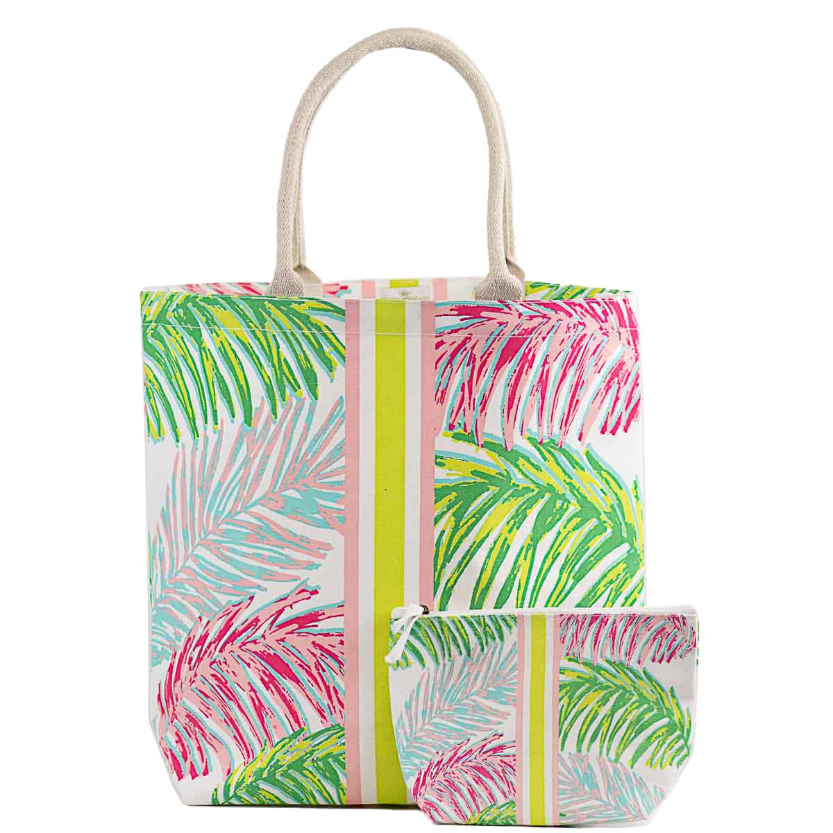 Veracruz Coast Tote White/Pink/Lime 20x17x6.5