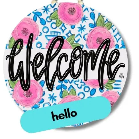 DK Lg Colorful Floral Welcome Door Hanger
