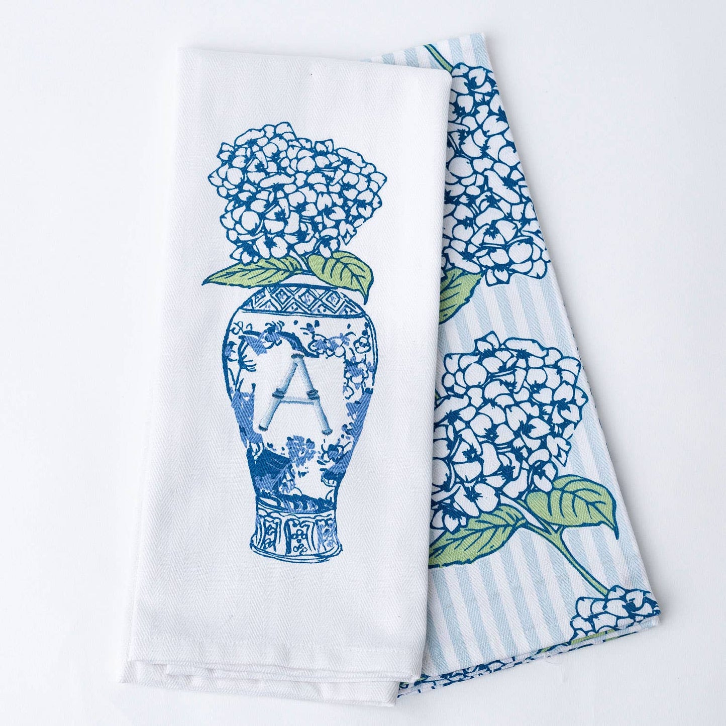 Hydrangea Initial Kitchen Towel Sets