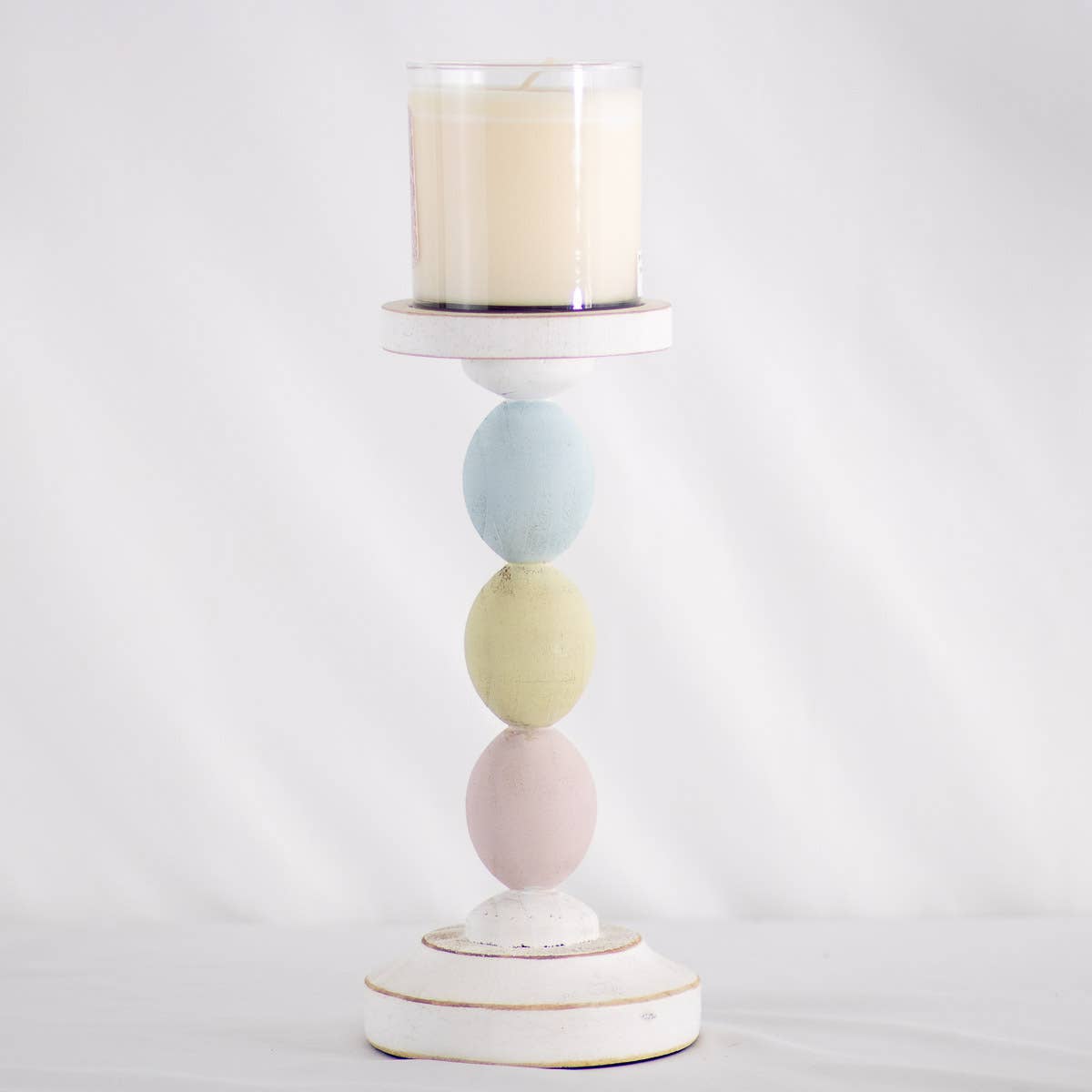 Egg Candle Holder White/Multi 10"