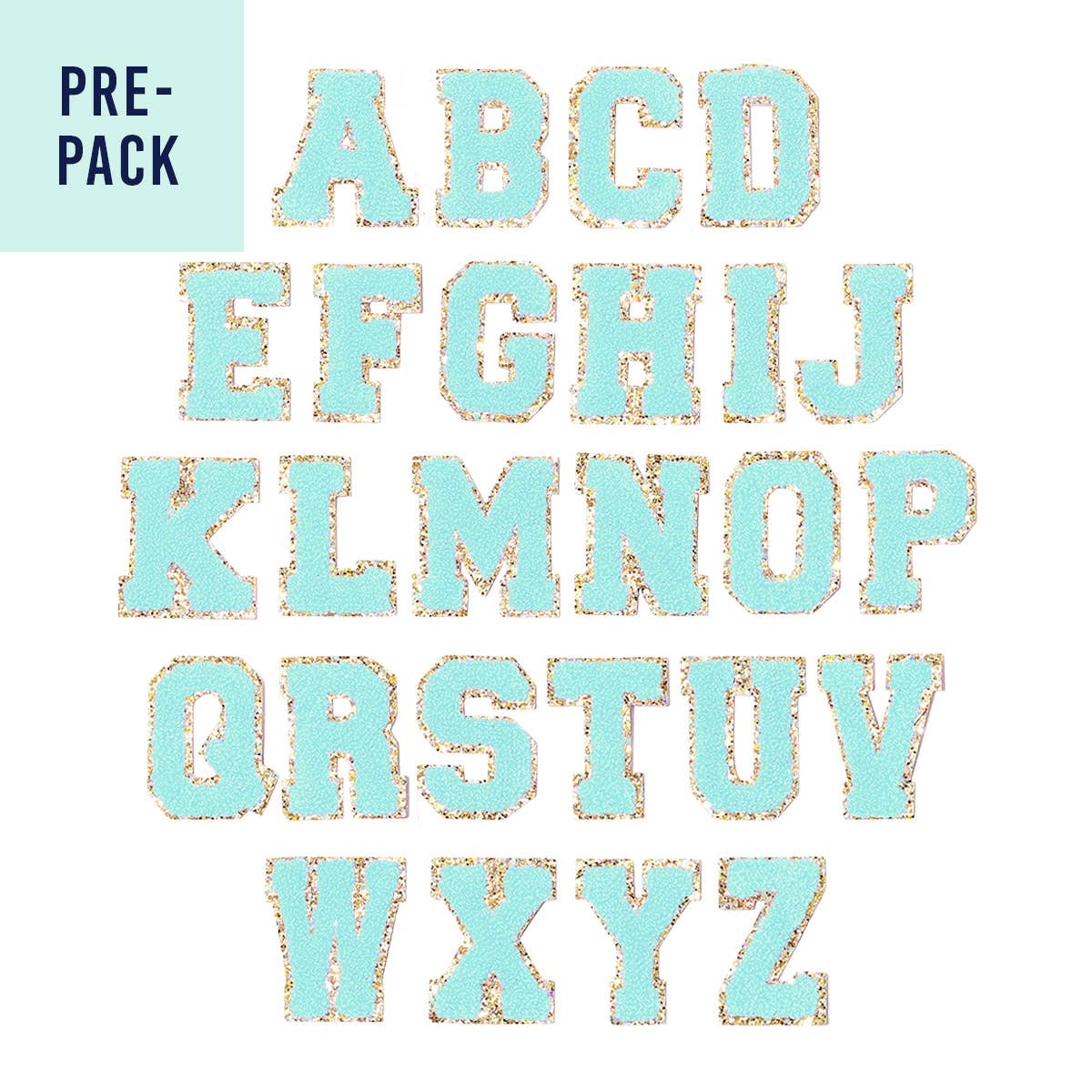 Mint Full Alphabet Varsity Letter Patches Pre-Pack