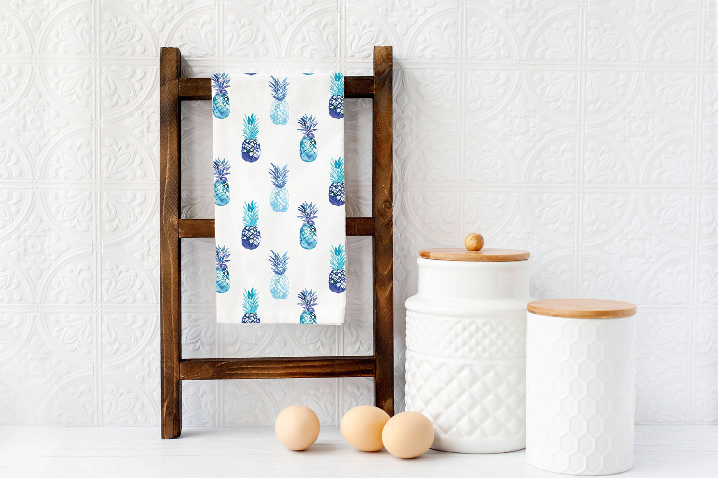 Blue Pineapple Tea Towel - Summer Fruit Kitchen Decor