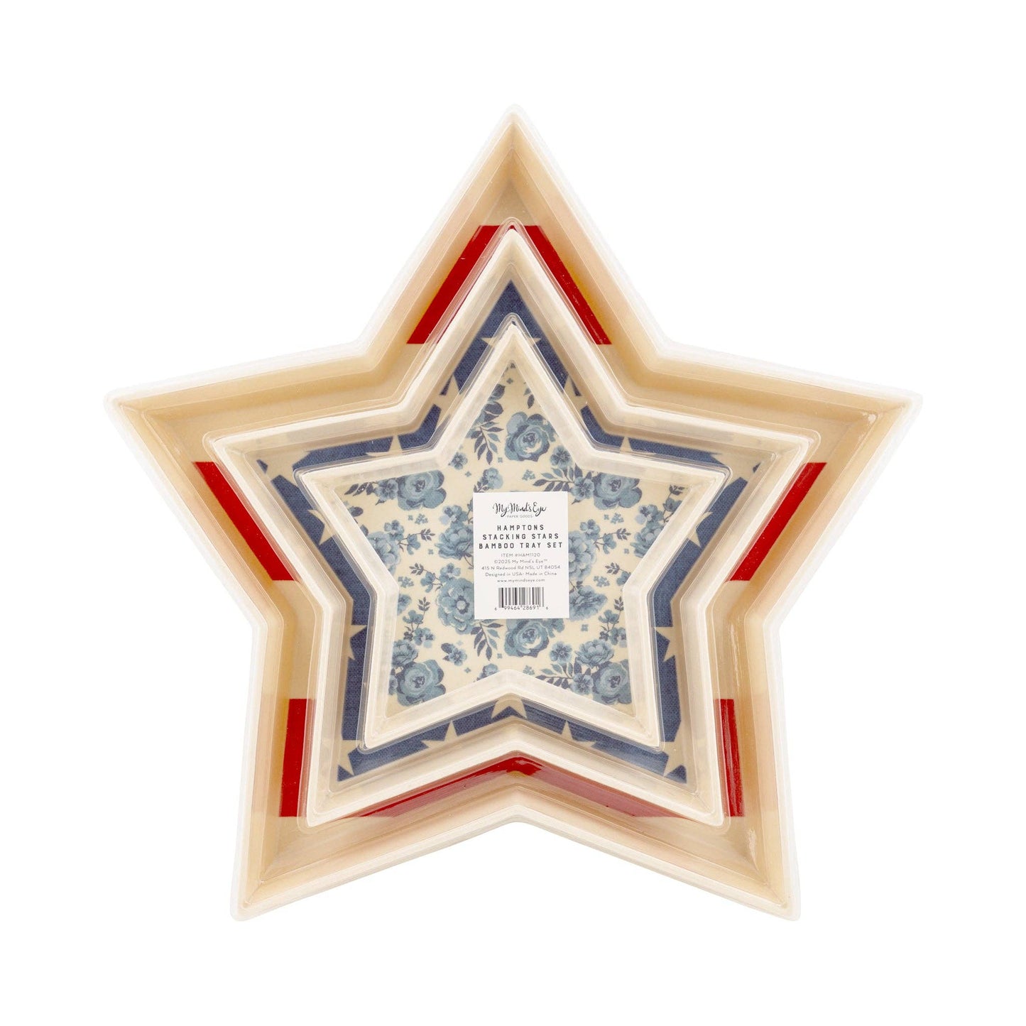 HAM1120 - Hamptons Star Shaped Bamboo Reusable Tray Set