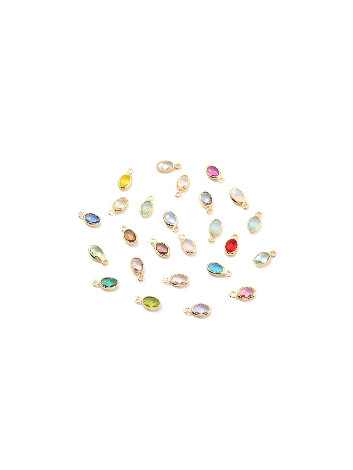 Gold Oval Framed Glass Charms - Assorted