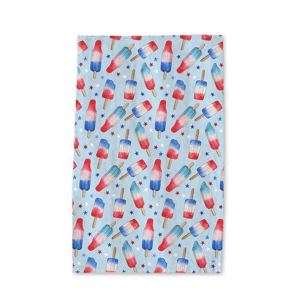 Red Blue Popsicle Tea Towel - Fourth of July Summer Towel