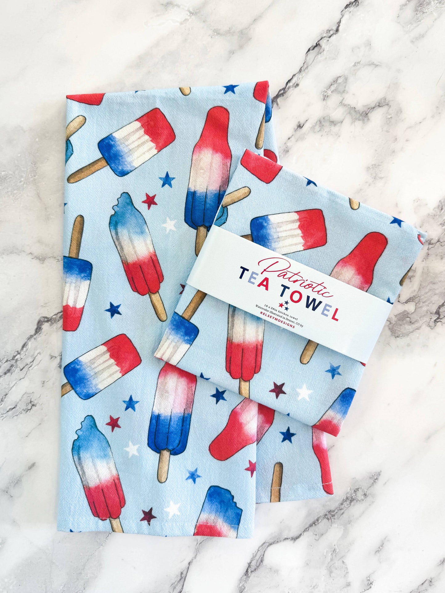 Red Blue Popsicle Tea Towel - Fourth of July Summer Towel