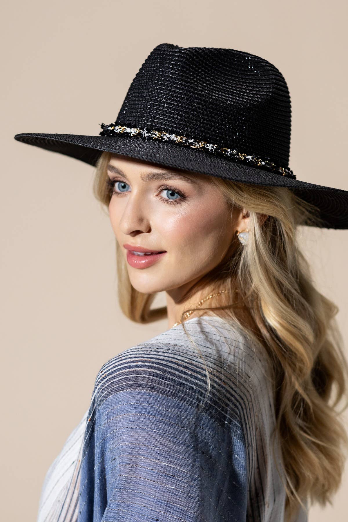 Confetti Braided Chain Band Straw Hat