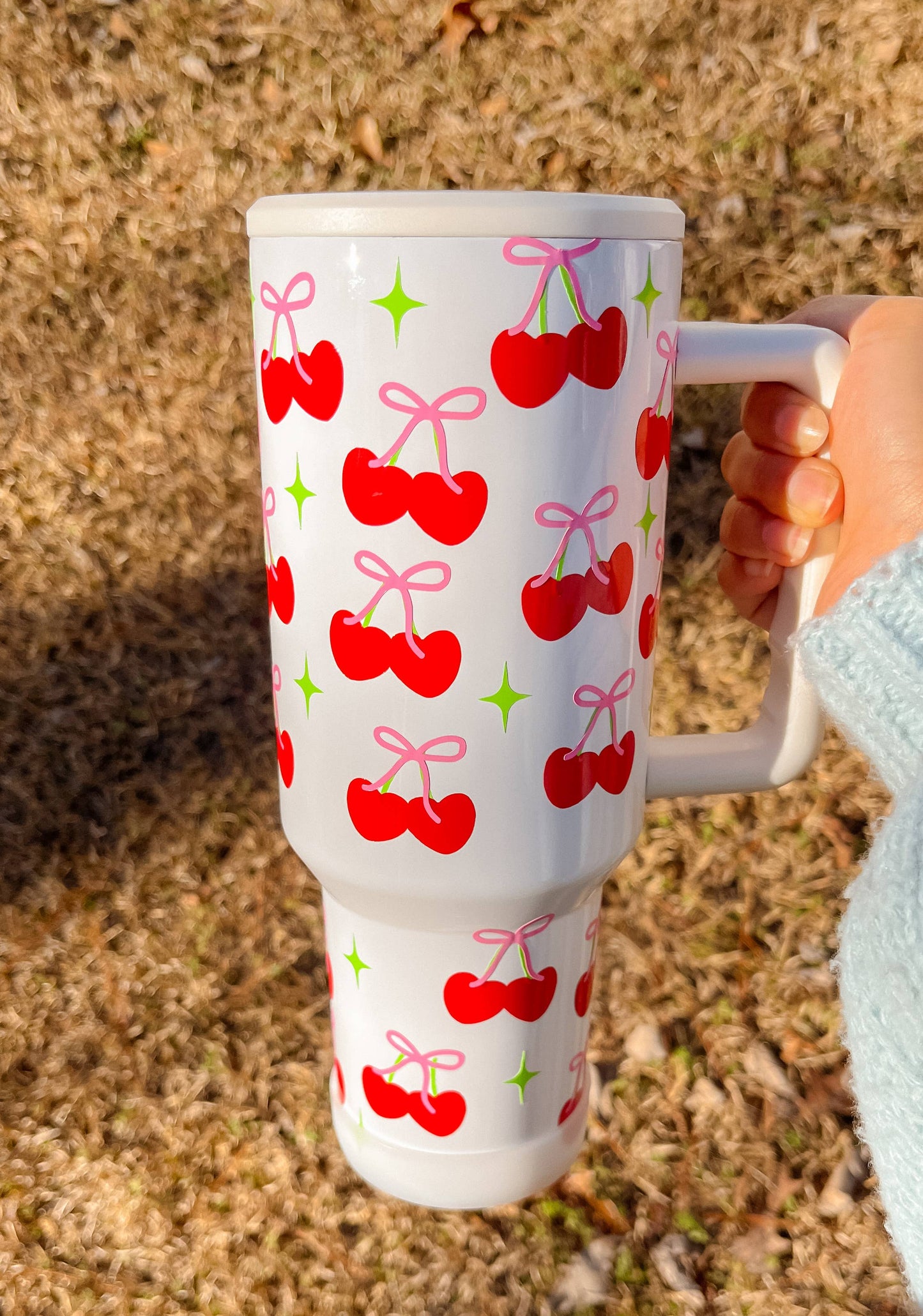 40oz cherry bow tumbler