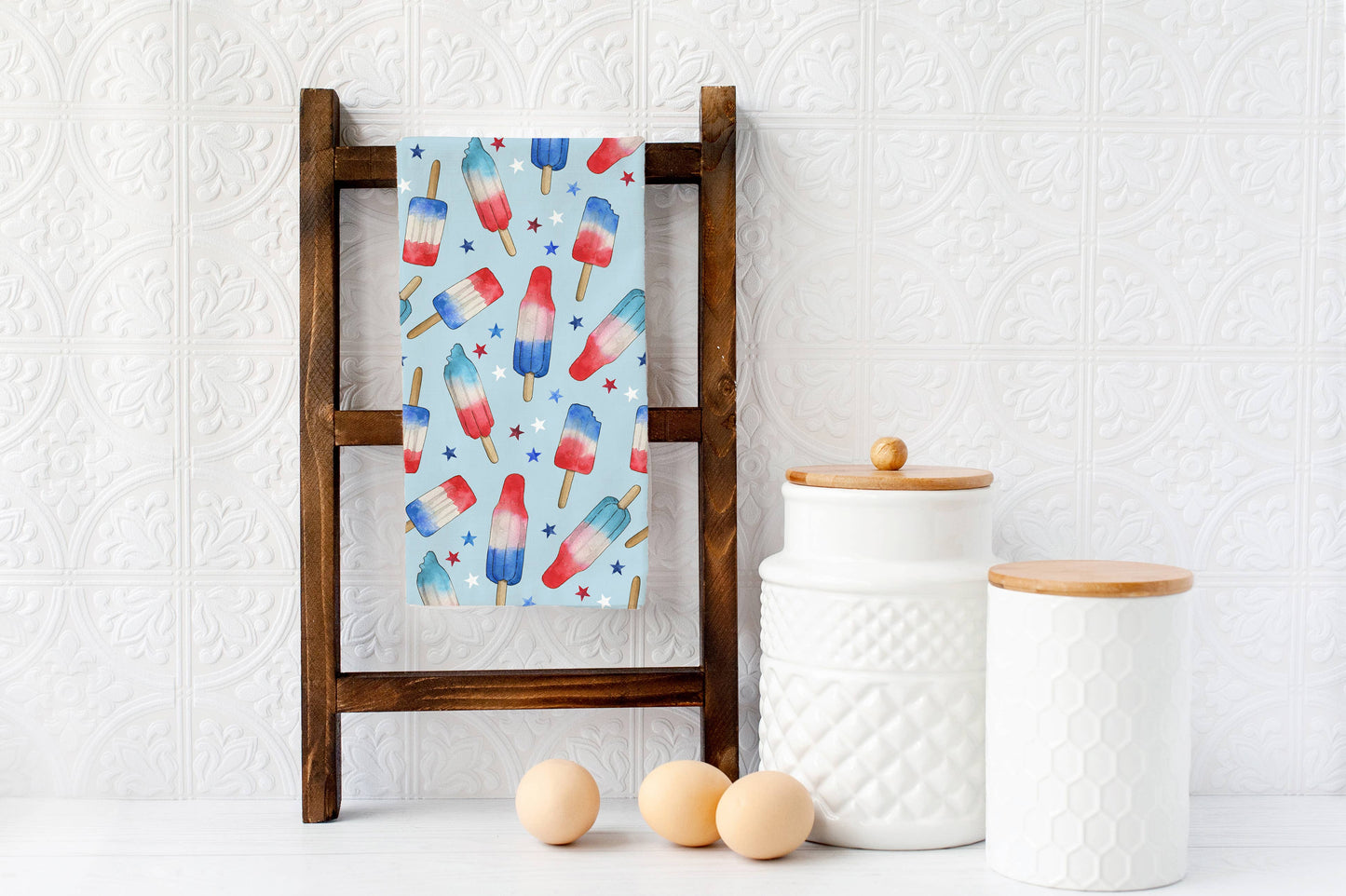 Red Blue Popsicle Tea Towel - Fourth of July Summer Towel