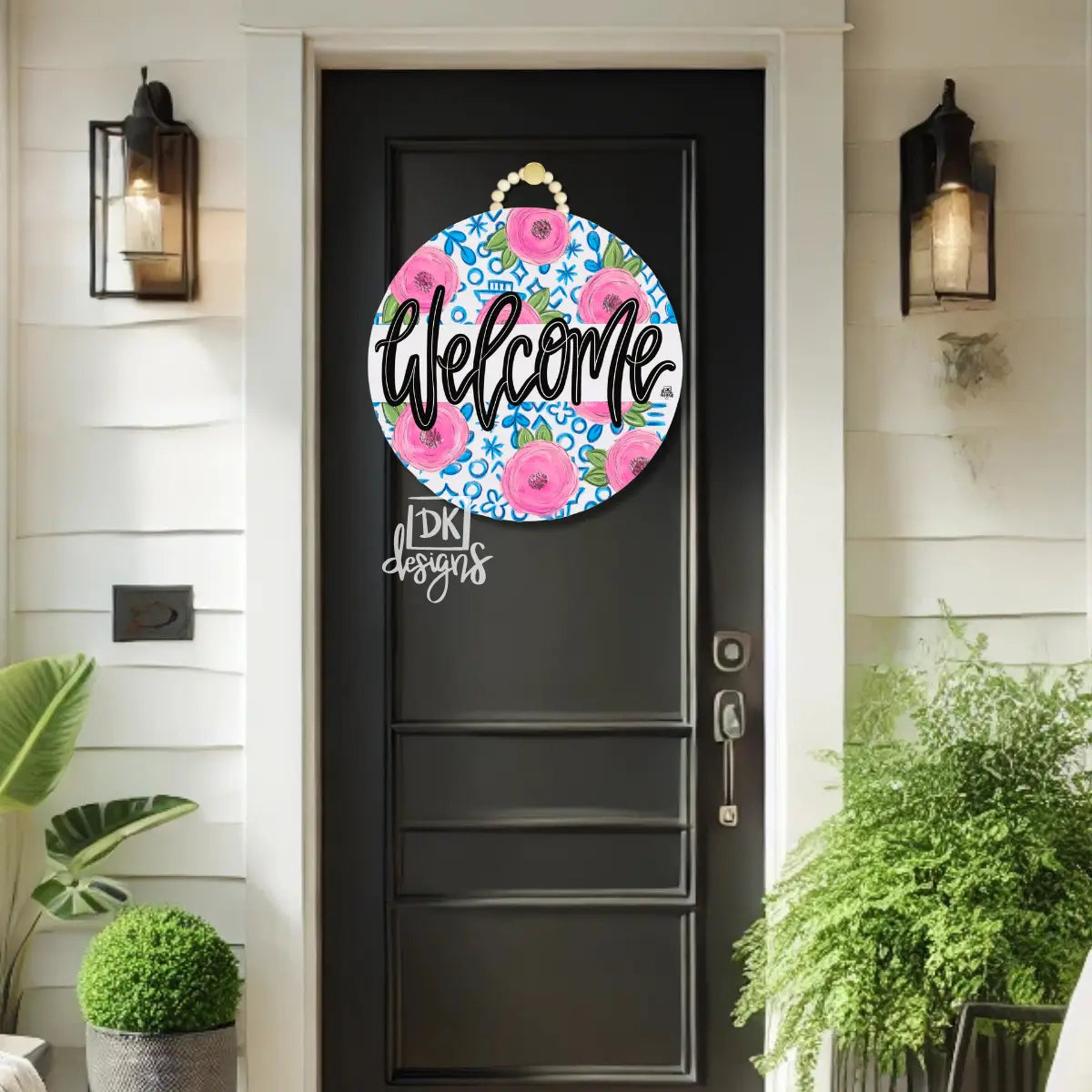 DK Lg Colorful Floral Welcome Door Hanger