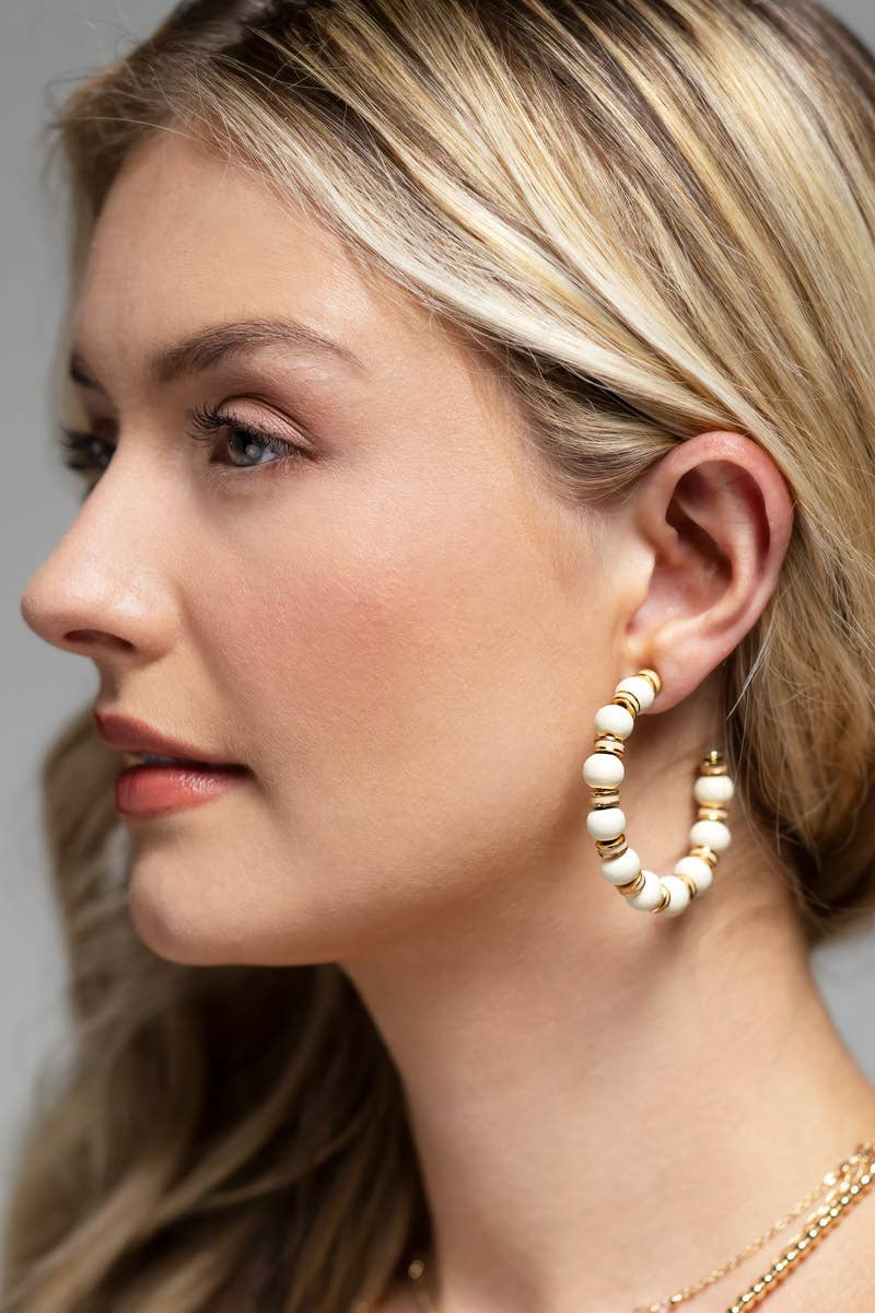 Colorful Ball Bead Hoop Earrings