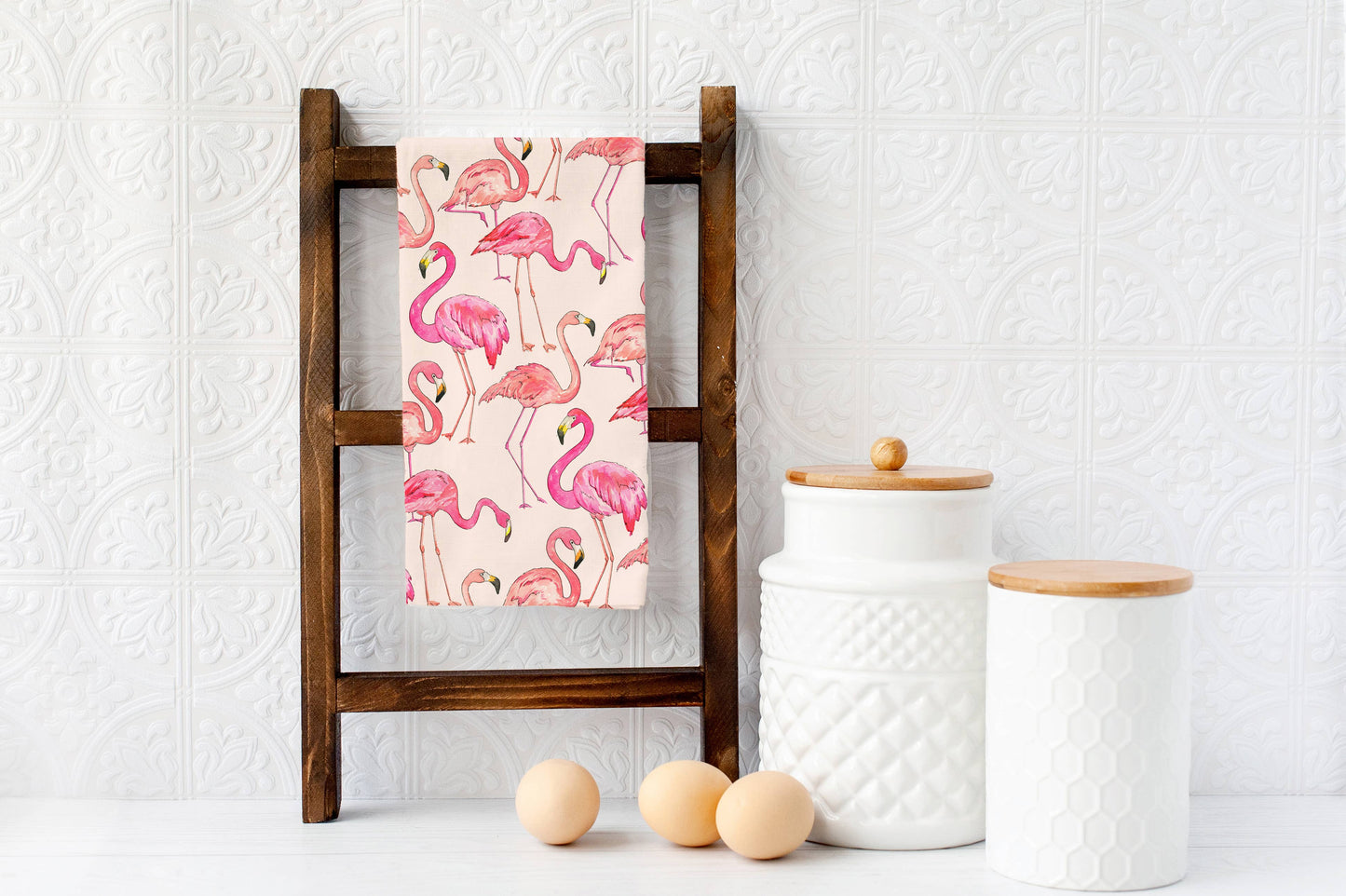 Pink Flamingos Tea Towel - Summer Kitchen Decor