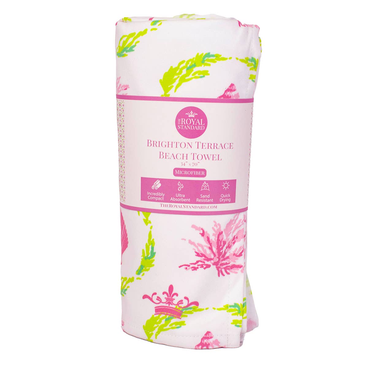 Brighton Terrace Beach Towel Pink Lilly/Lime 34x70
