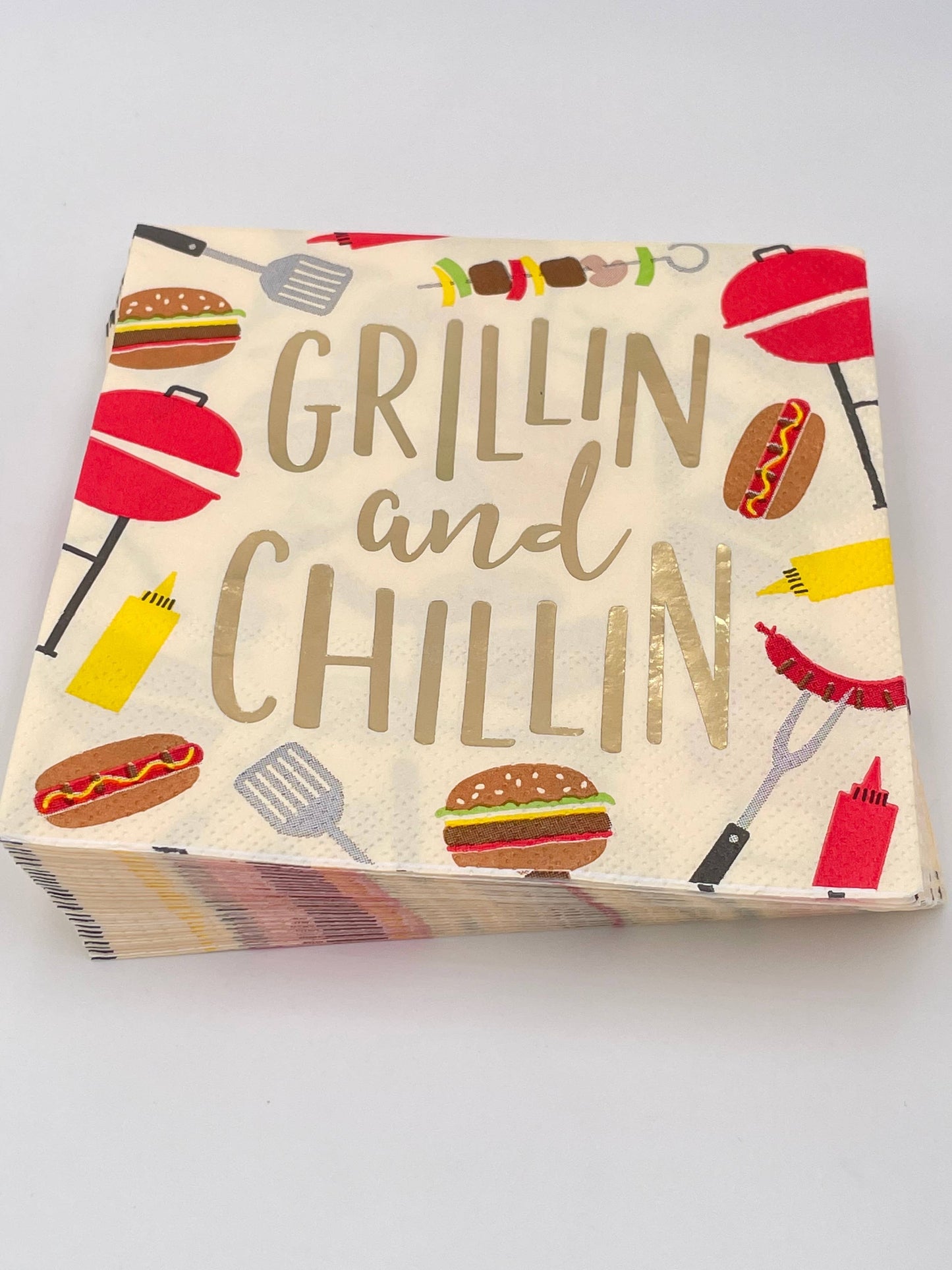 Funny Cocktail Napkins | Grillin and Chillin - Foil - 20ct