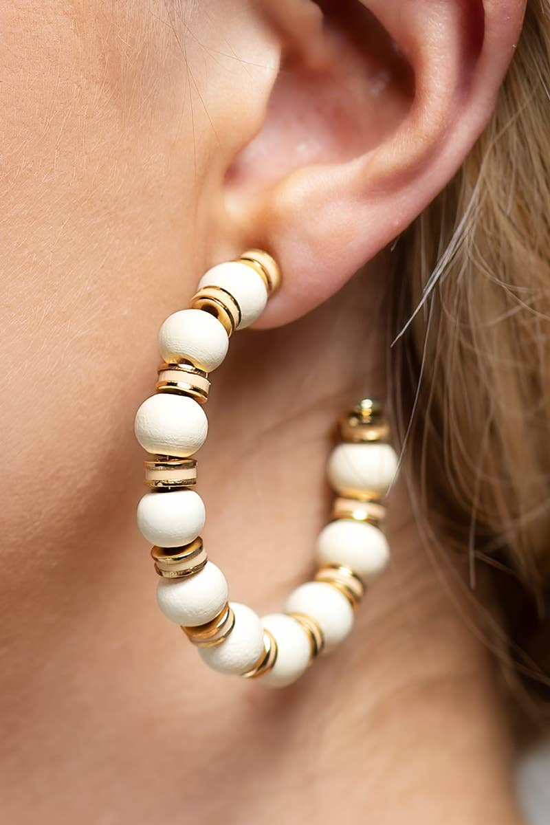 Colorful Ball Bead Hoop Earrings