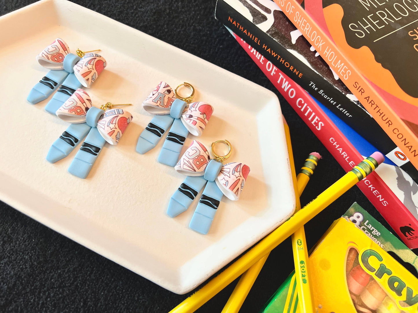 Crayon Clay Earrings, Crayon Earrings, Teacher Earrings