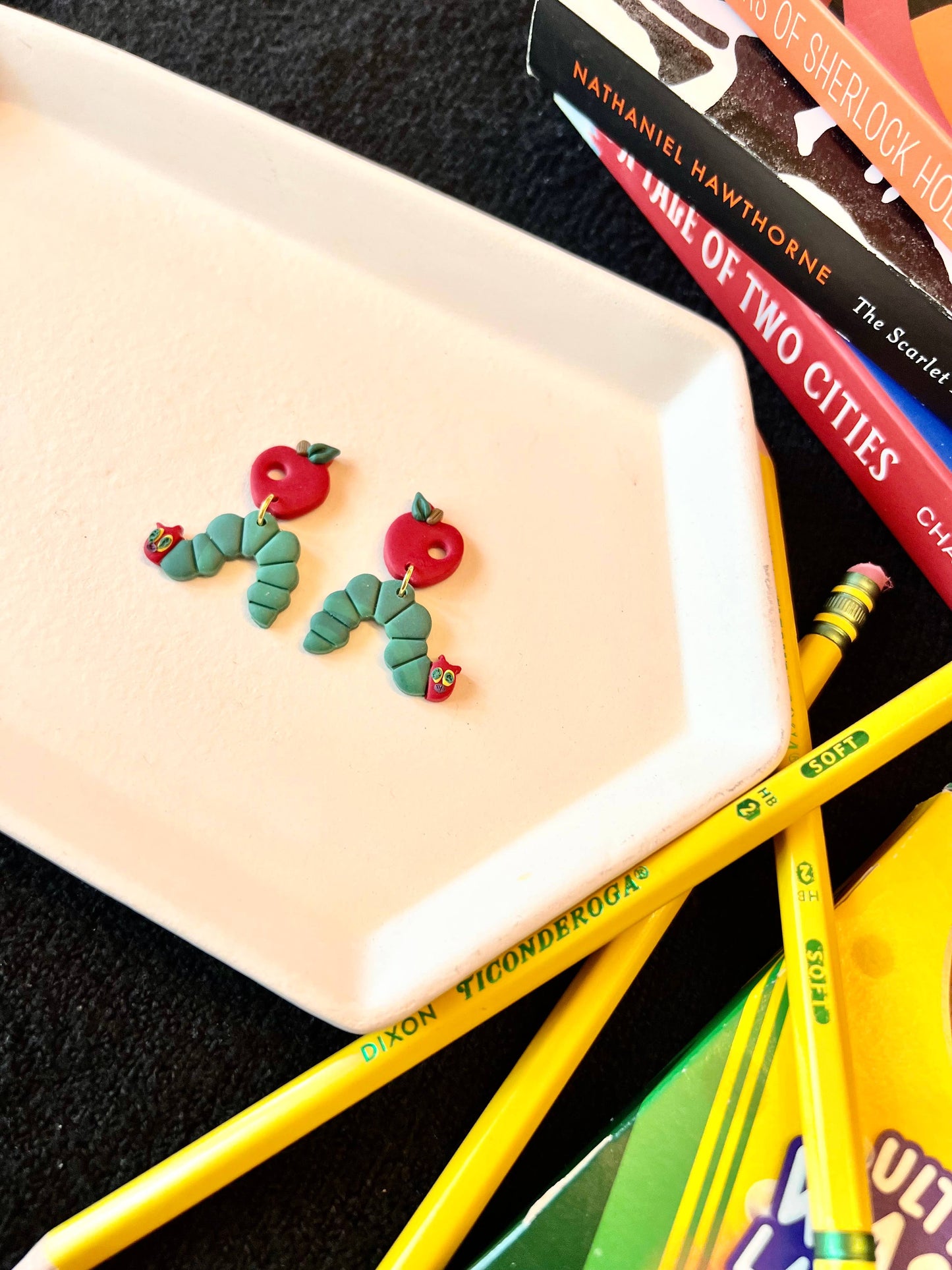 Caterpillar Earrings, Insect Earrings, Bug Clay Earrings
