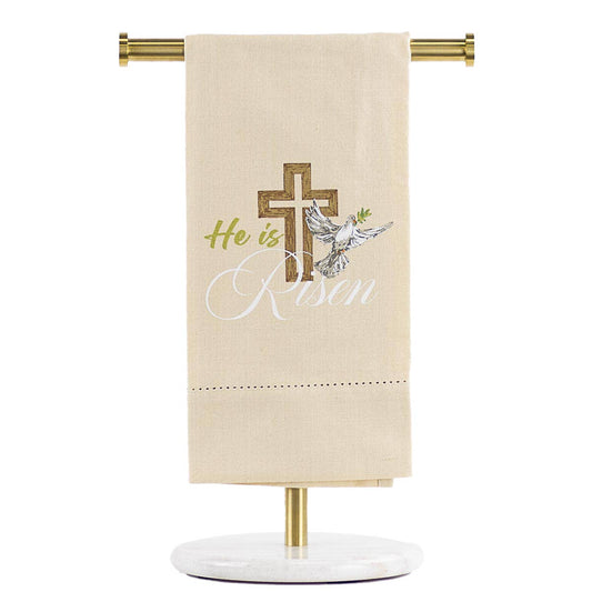 He is Risen Hemstitch Hand Towel   Oat/Multi   20x28