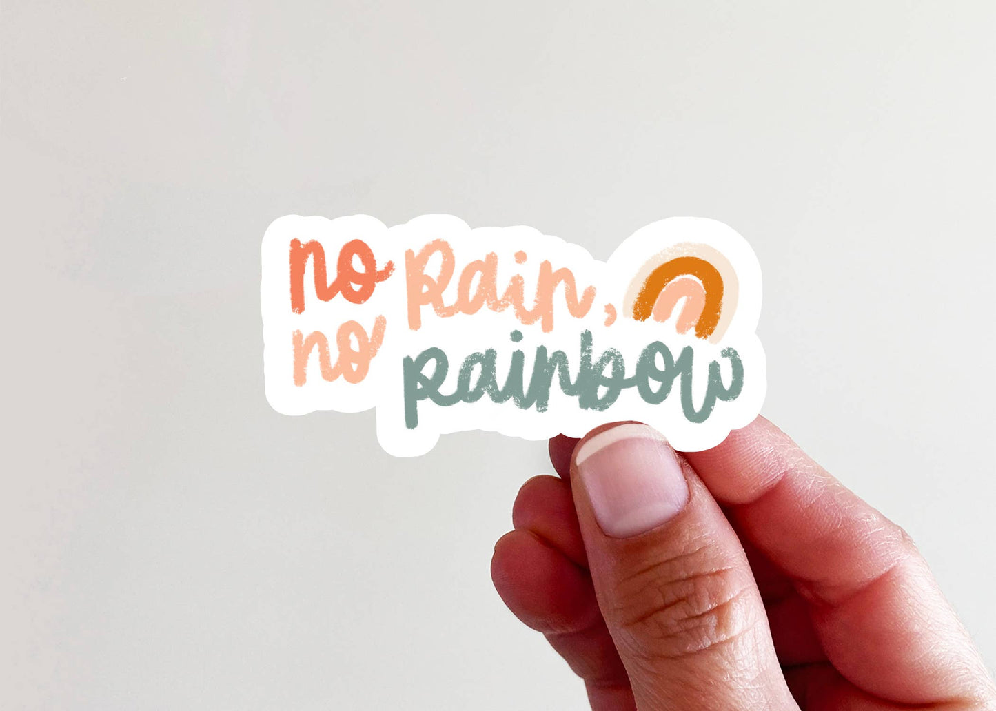 No Rain, No Rainbow Vinyl Laptop Bottle Sticker