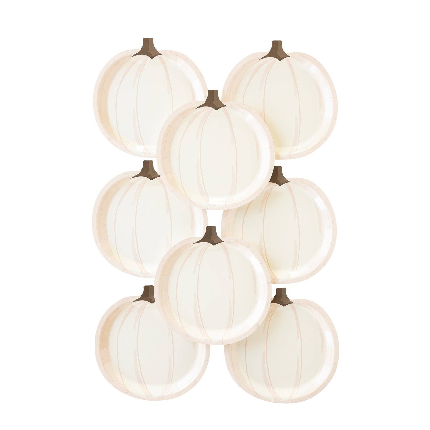 PLTS378V - White Pumpkin Shaped Paper Plate