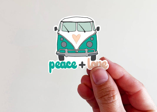 Peace + Love Vintage Bus Vinyl Sticker