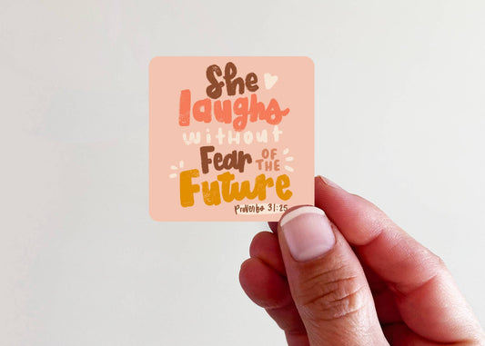She Laughs Without Fear Vinyl Laptop Bottle Sticker