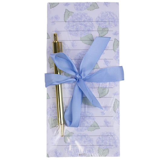 Hydrangea Notepad Gift Set   Blue/White   4x8.5