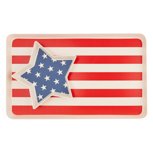 SSP1031 - American Flag Stacked Reusable Bamboo Serving Tray Set