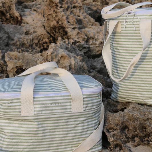 Light Cooler Drinks Bag La Palma Sage Stripe