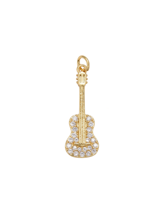 * Gold Glittering Guitar Charm