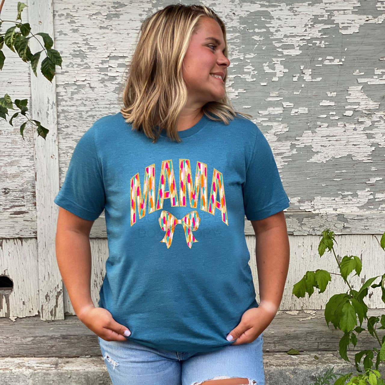Mama Bow Bright Brushstroke DTF Heat Transfer