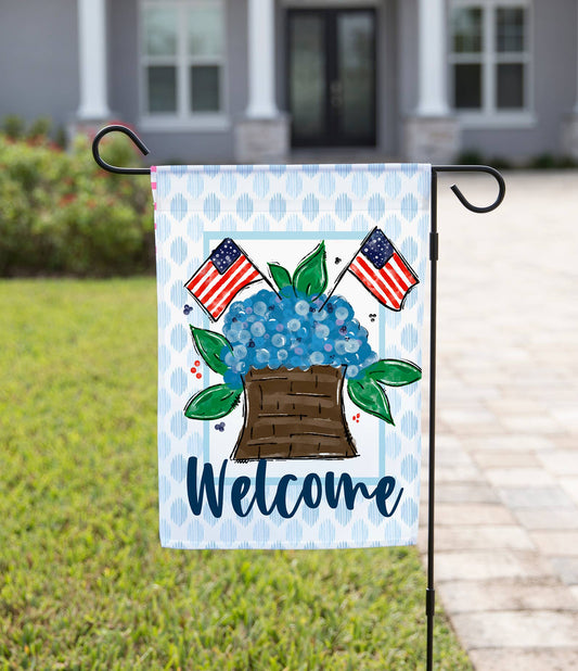 July 4th Garden Flag - Hydrangea Bouquet