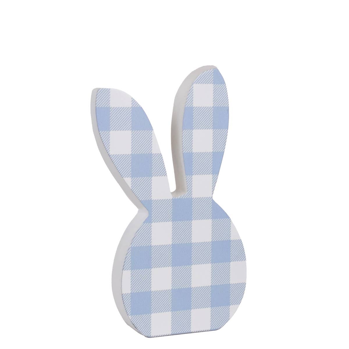 Callie Gingham Bunny   Blue/White   5.75x9.25x1