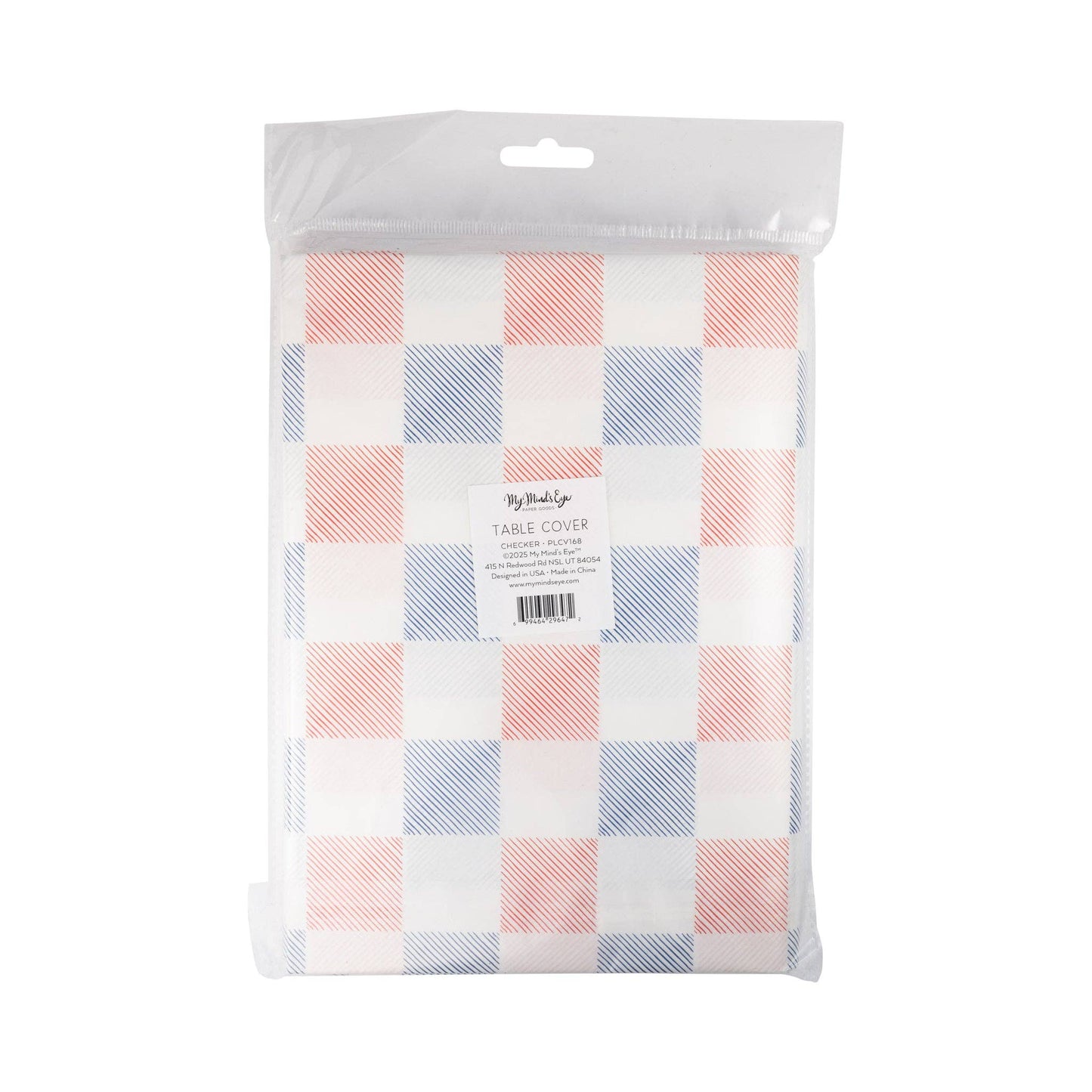 PLCV168 - Red White and Blue Checkers Paper Table Cover