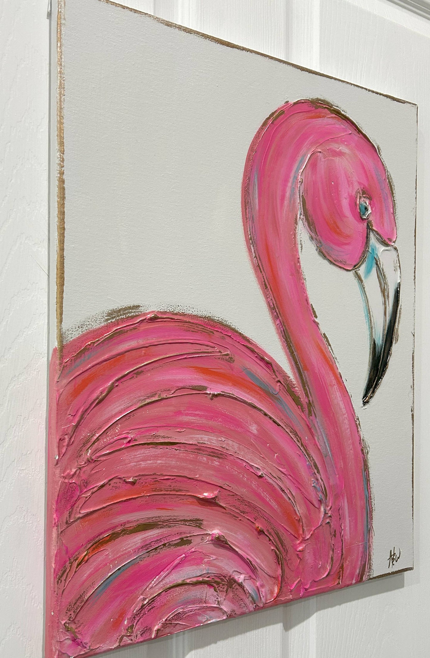 Flamingo L/XL texture canvas coastal beach nautical tropical